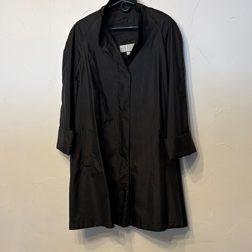 Elegant Black Otello Pelle Trench Coat